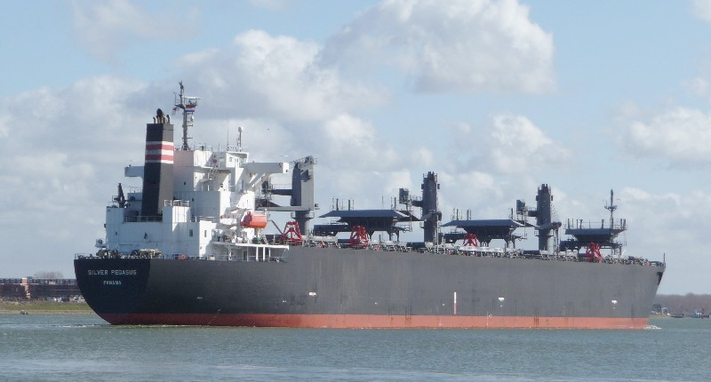 bulk carrier SILVER PEGASUSkomt in de europort binnen